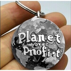 Planet Over Profit Earth Hot Art Stainless Keychain